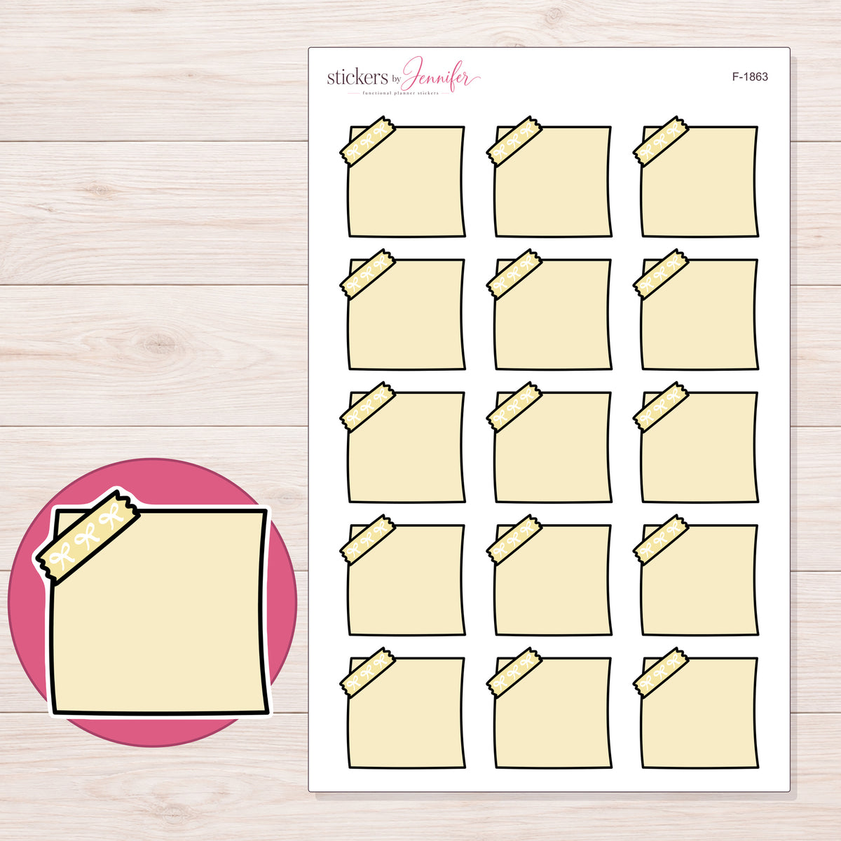 F-1863 planner sticker sheet with enlarged sticker detail