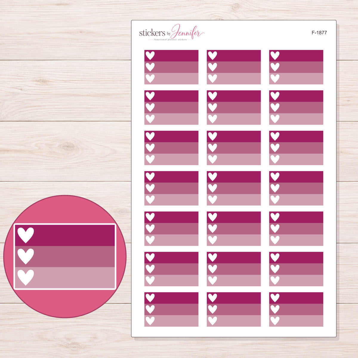 F-1877 planner sticker sheet with enlarged sticker detail