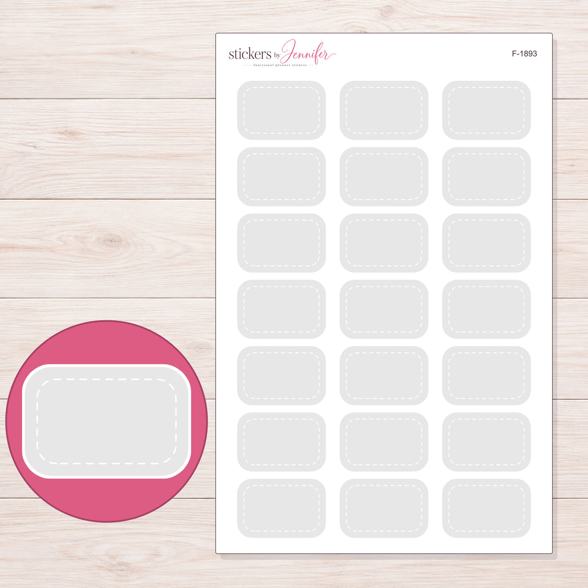 F-1893 planner sticker sheet with enlarged sticker detail