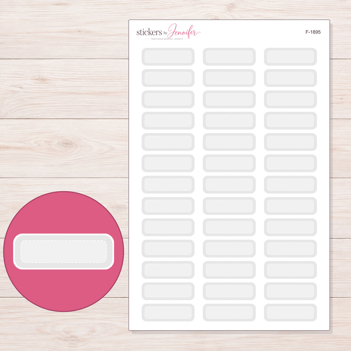 F-1895 planner sticker sheet with enlarged sticker detail