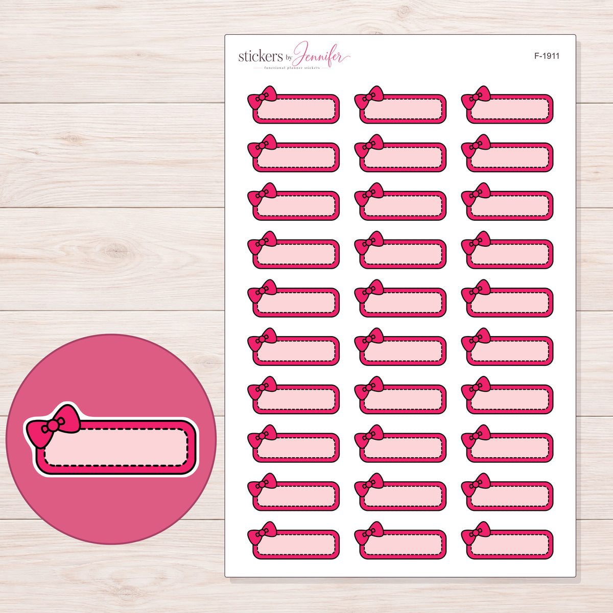 F-1911 planner sticker sheet with enlarged sticker detail