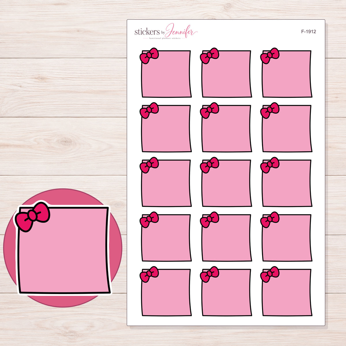F-1912 planner sticker sheet with enlarged sticker detail