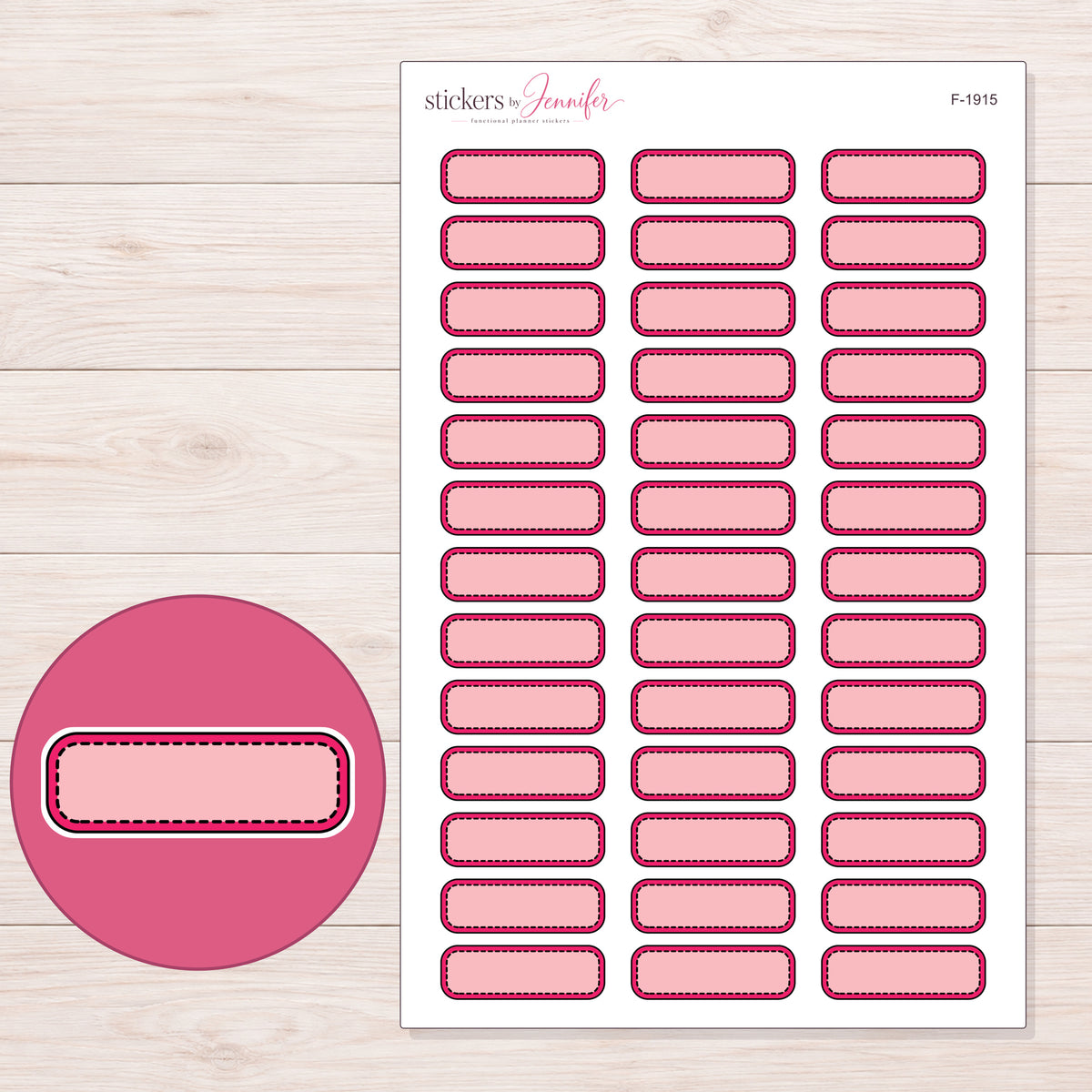 F-1915 planner sticker sheet with enlarged sticker detail