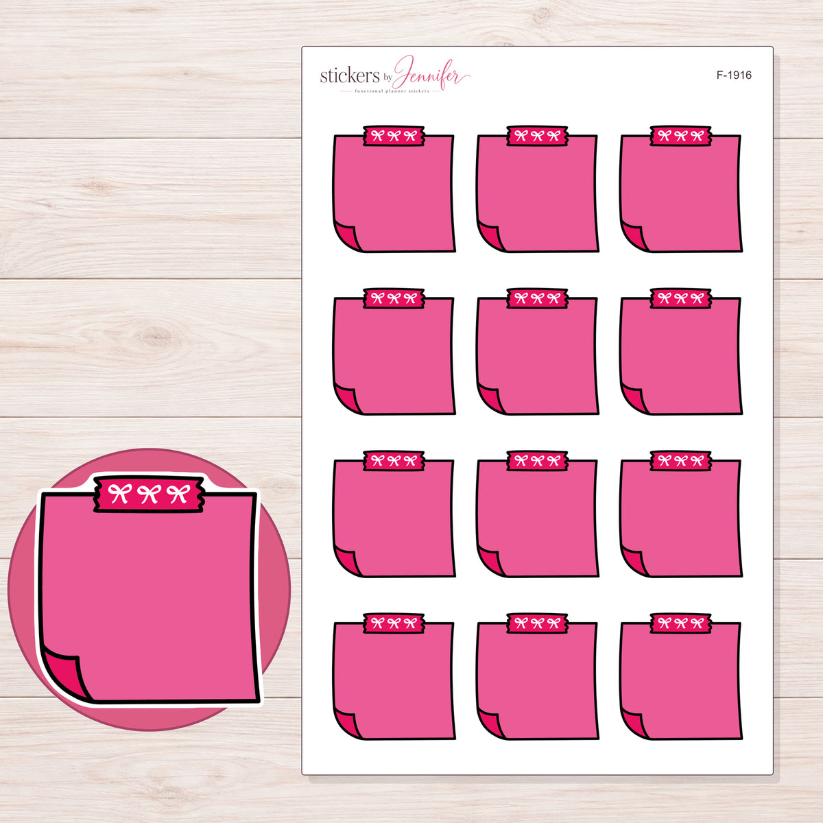 F-1916 planner sticker sheet with enlarged sticker detail