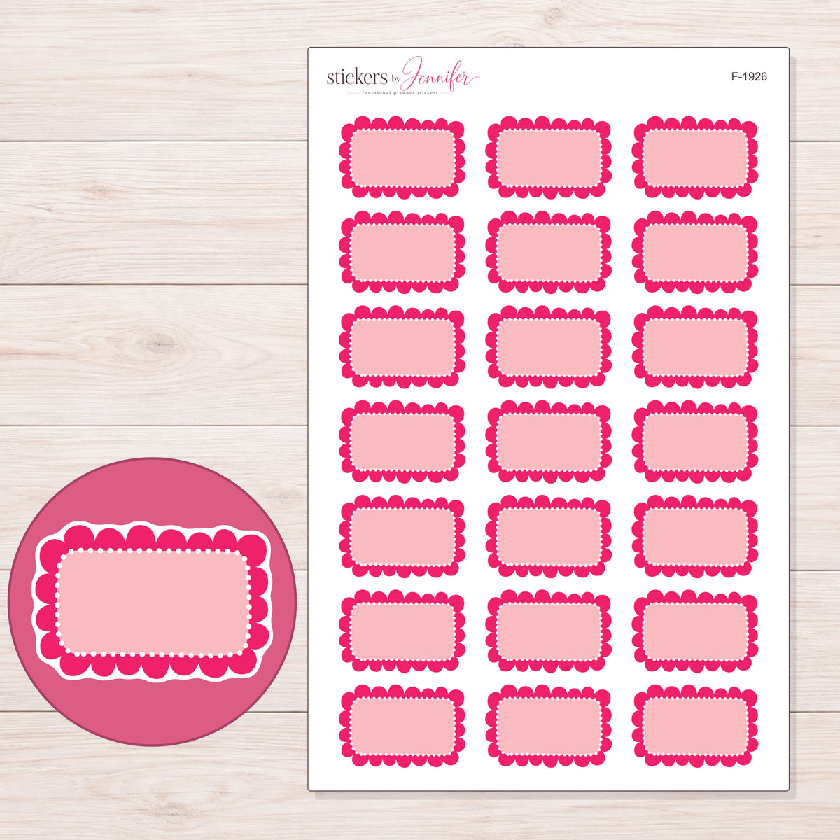 F-1926 planner sticker sheet with enlarged sticker detail