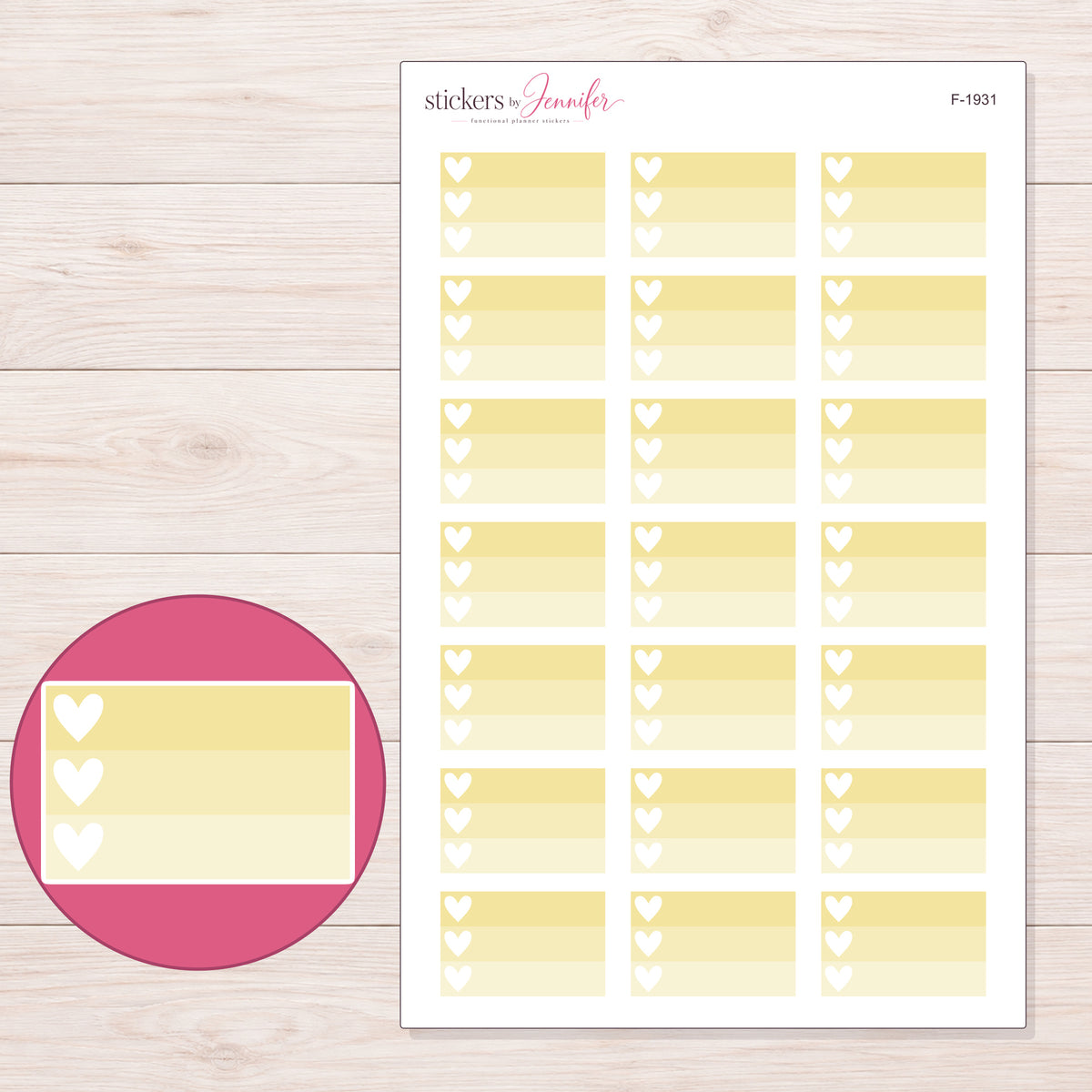 F-1931 planner sticker sheet with enlarged sticker detail