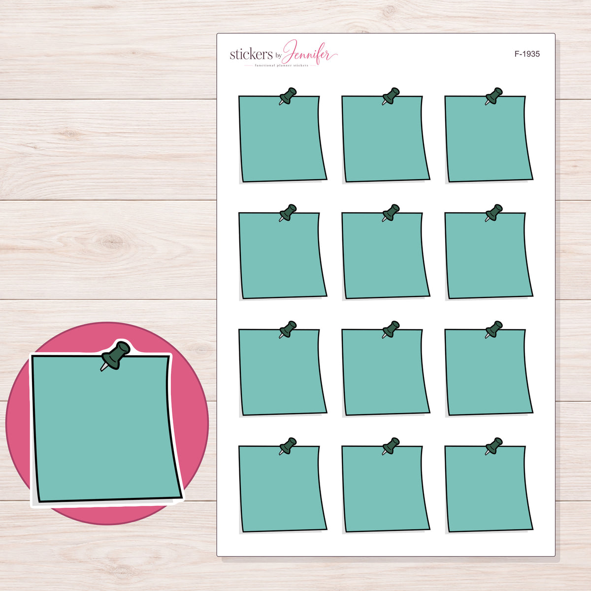 F-1935 planner sticker sheet with enlarged sticker detail