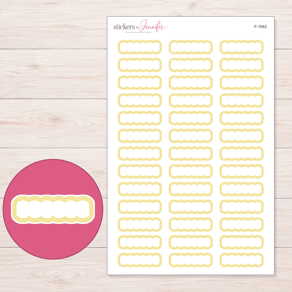 F-1942 planner sticker sheet with enlarged sticker detail