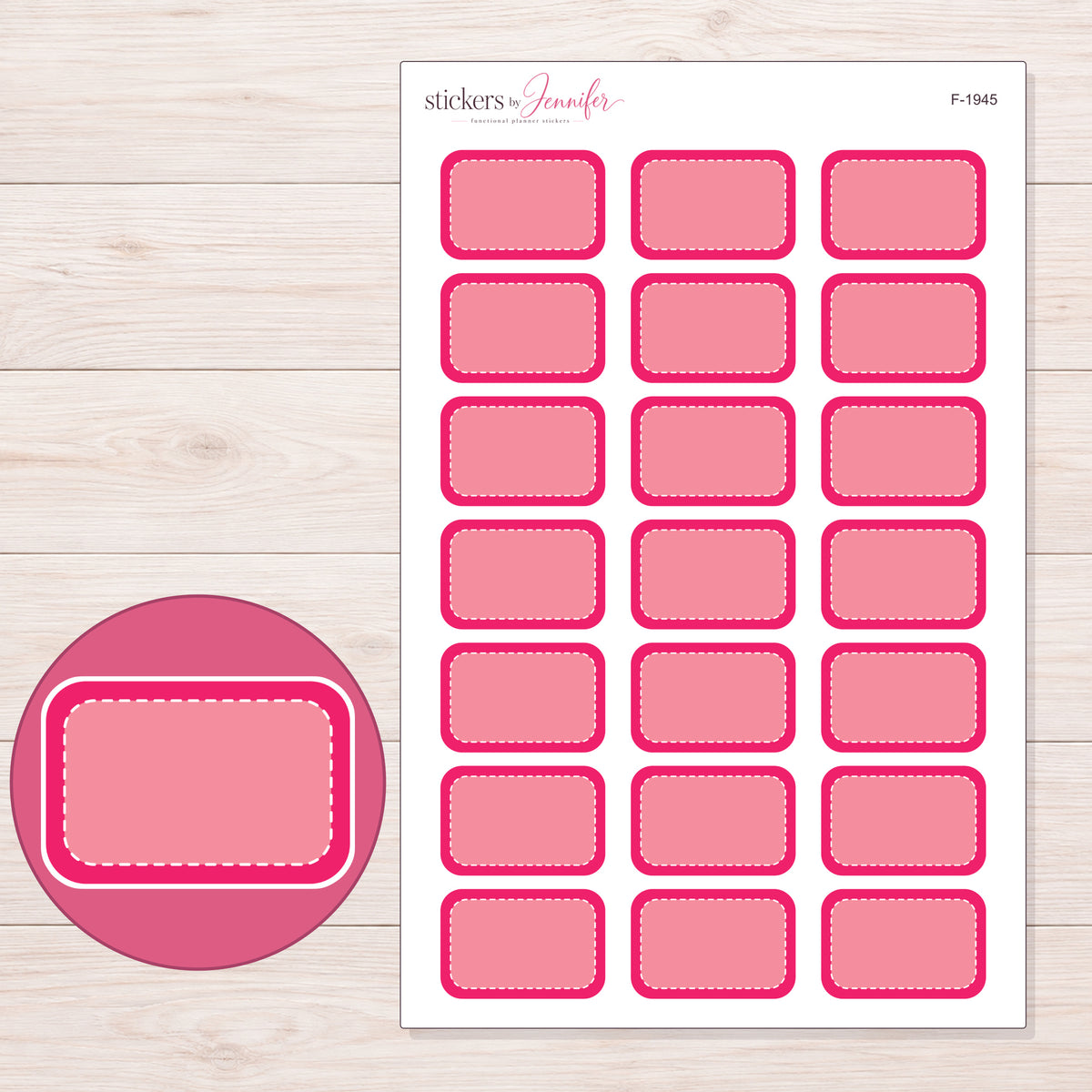 F-1945 planner sticker sheet with enlarged sticker detail