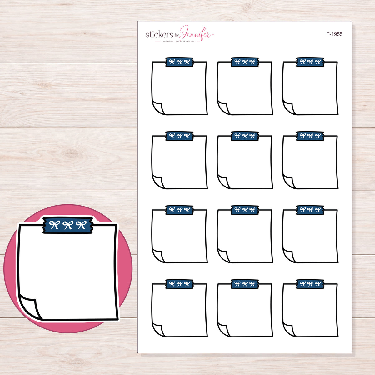 F-1955 planner sticker sheet with enlarged sticker detail