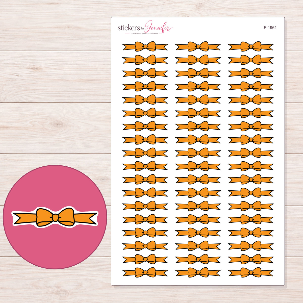 F-1961 planner sticker sheet with enlarged sticker detail