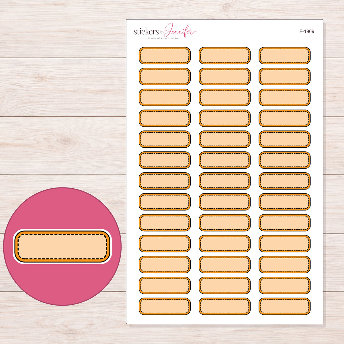 F-1969 planner sticker sheet with enlarged sticker detail