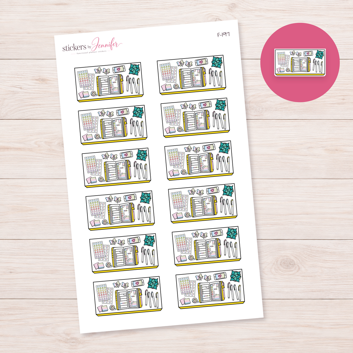 Bright Yellow Planner Supplies Planner Stickers | F-197
