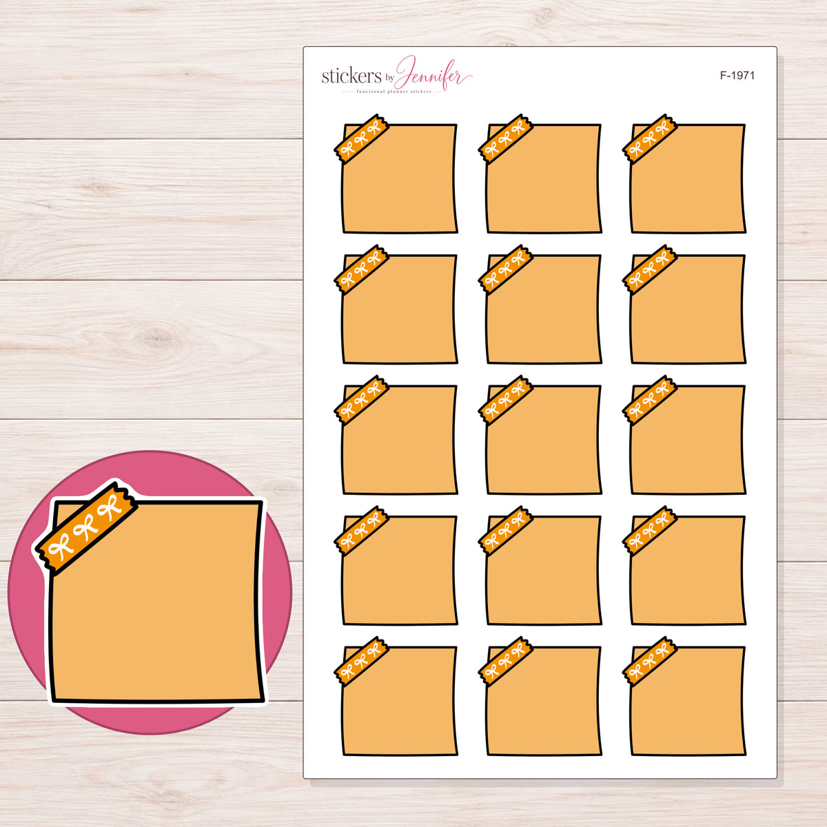F-1971 planner sticker sheet with enlarged sticker detail