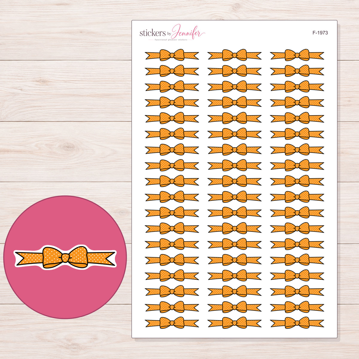 F-1973 planner sticker sheet with enlarged sticker detail