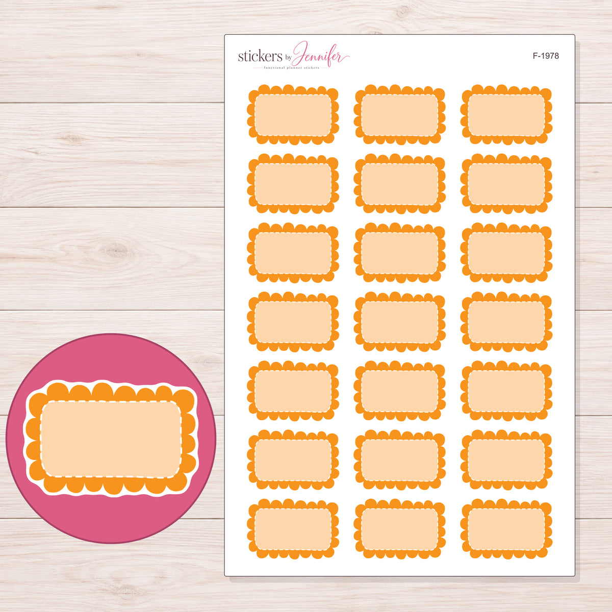 F-1978 planner sticker sheet with enlarged sticker detail