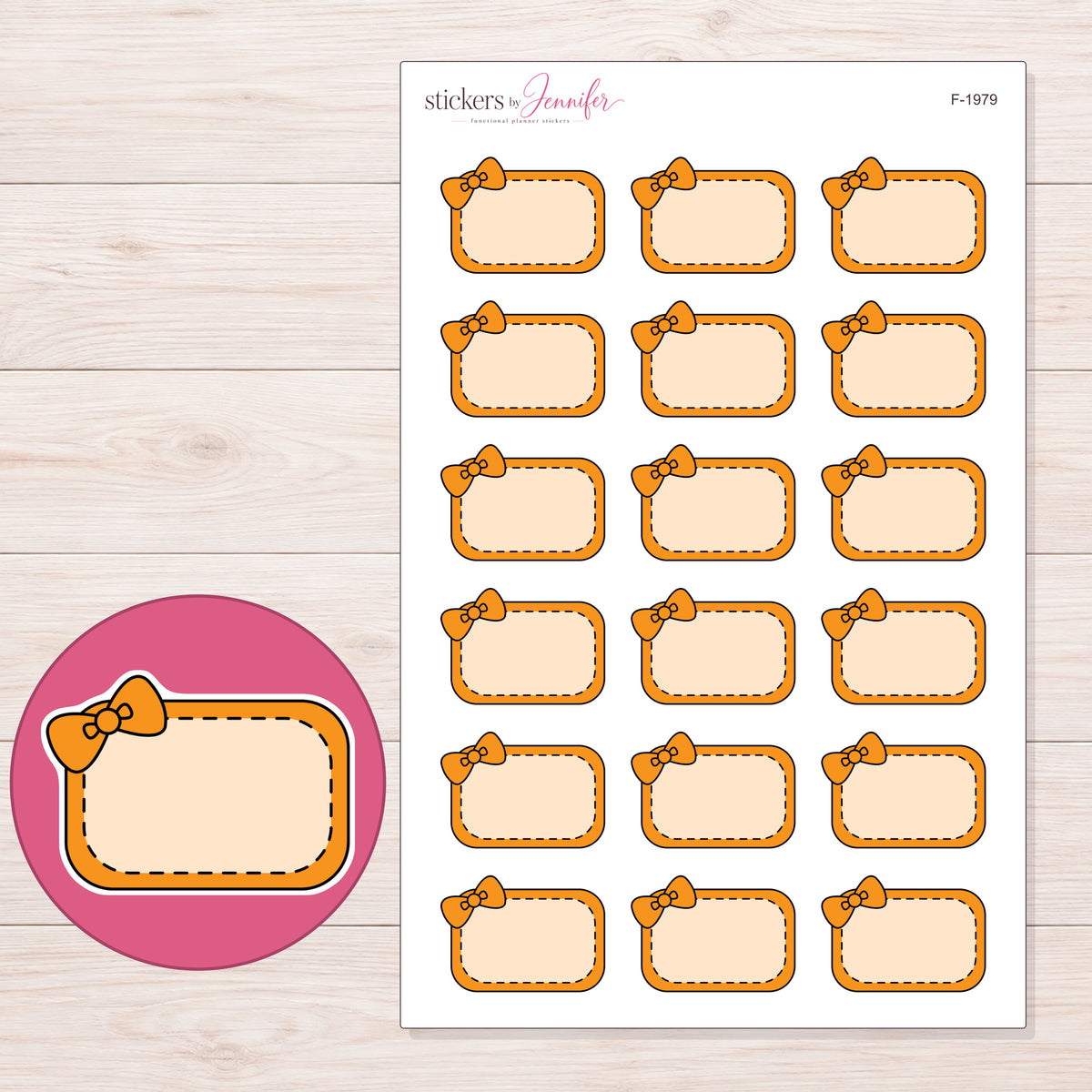 F-1979 planner sticker sheet with enlarged sticker detail