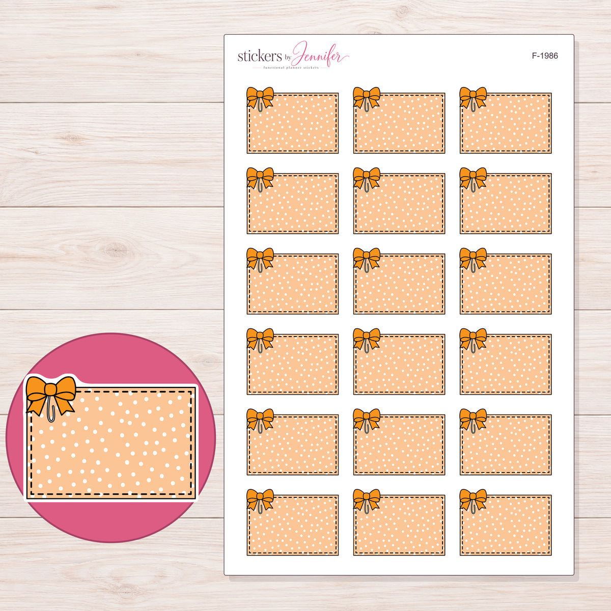 F-1986 planner sticker sheet with enlarged sticker detail