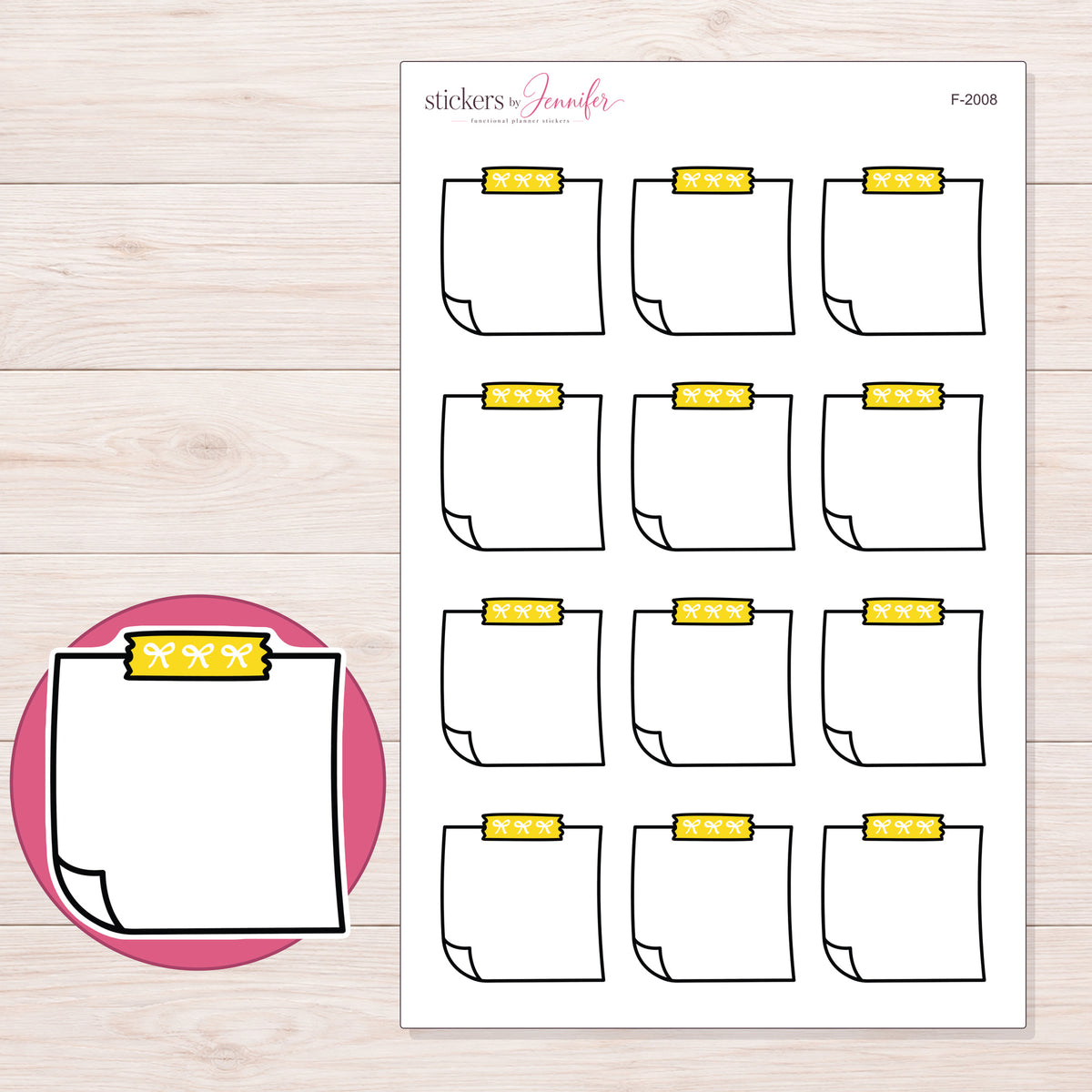 F-2008 planner sticker sheet with enlarged sticker detail