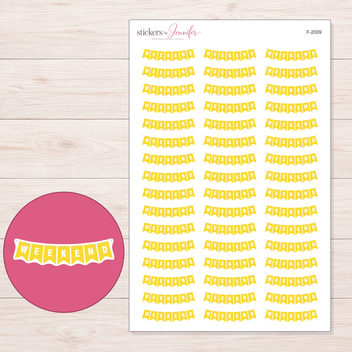 F-2009 planner sticker sheet with enlarged sticker detail