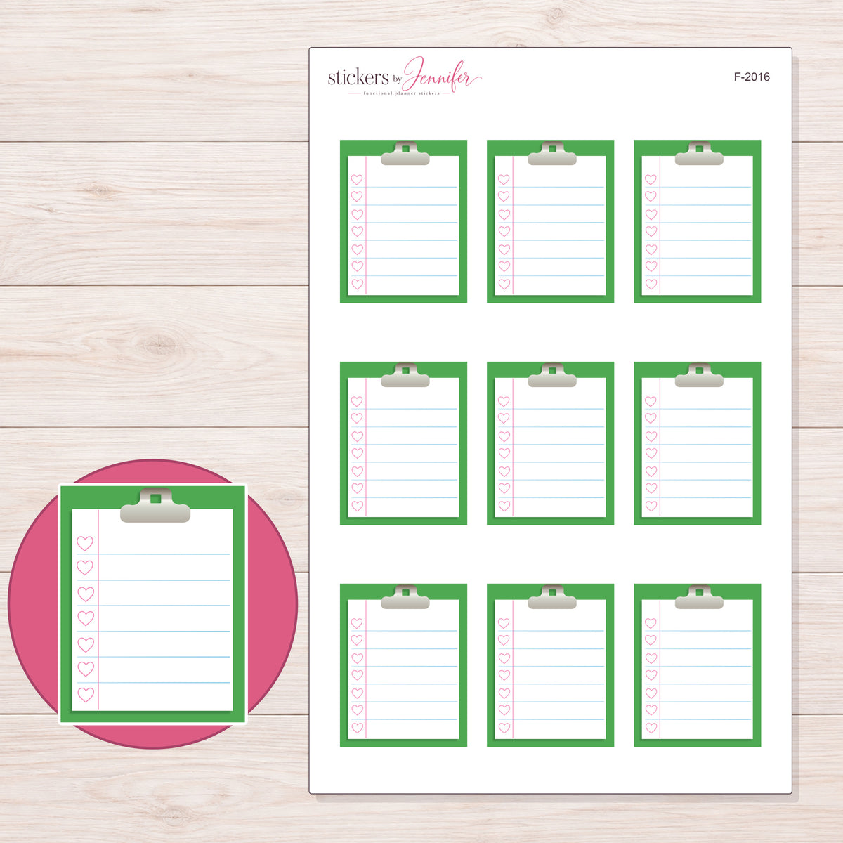 F-2016 planner sticker sheet with enlarged sticker detail