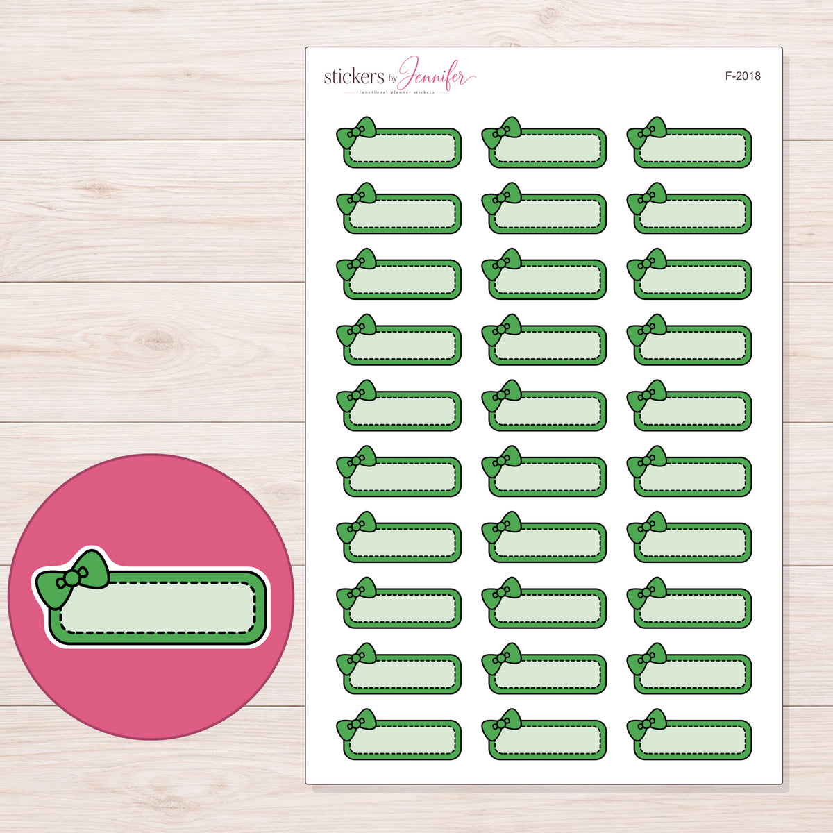 F-2018 planner sticker sheet with enlarged sticker detail