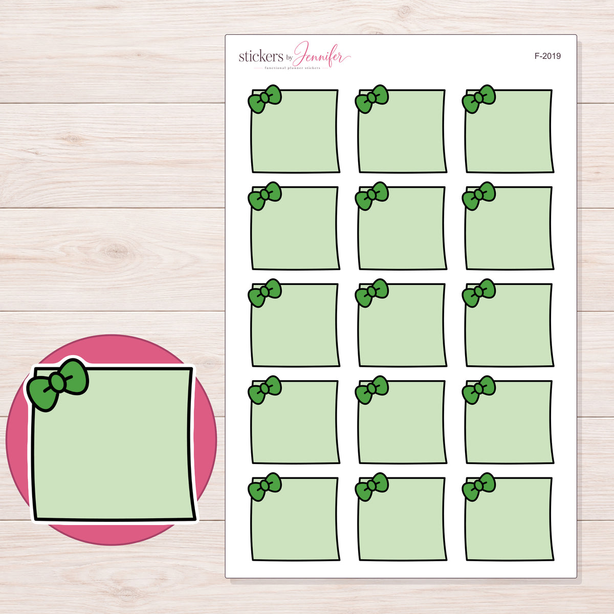 F-2019 planner sticker sheet with enlarged sticker detail