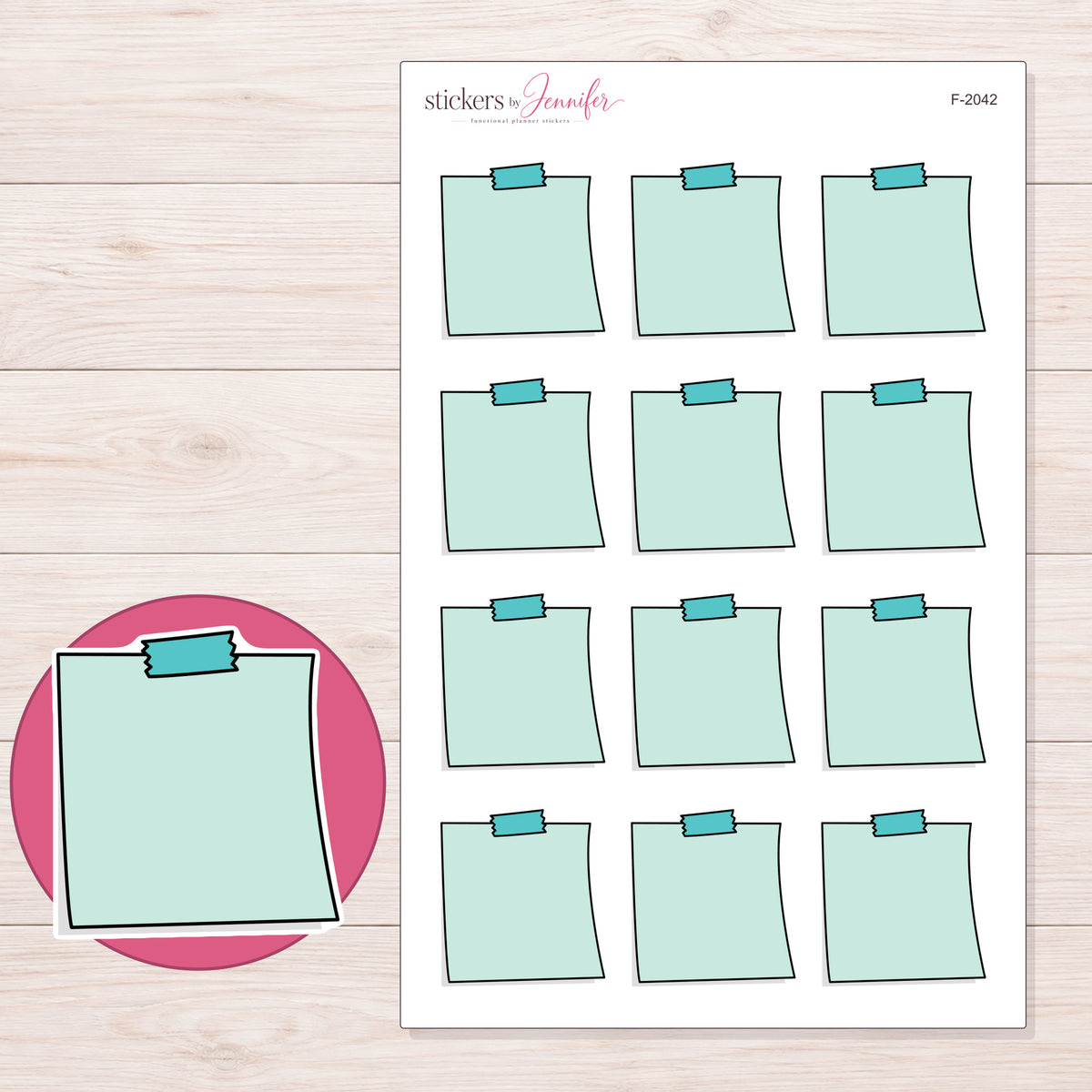 F-2042 planner sticker sheet with enlarged sticker detail