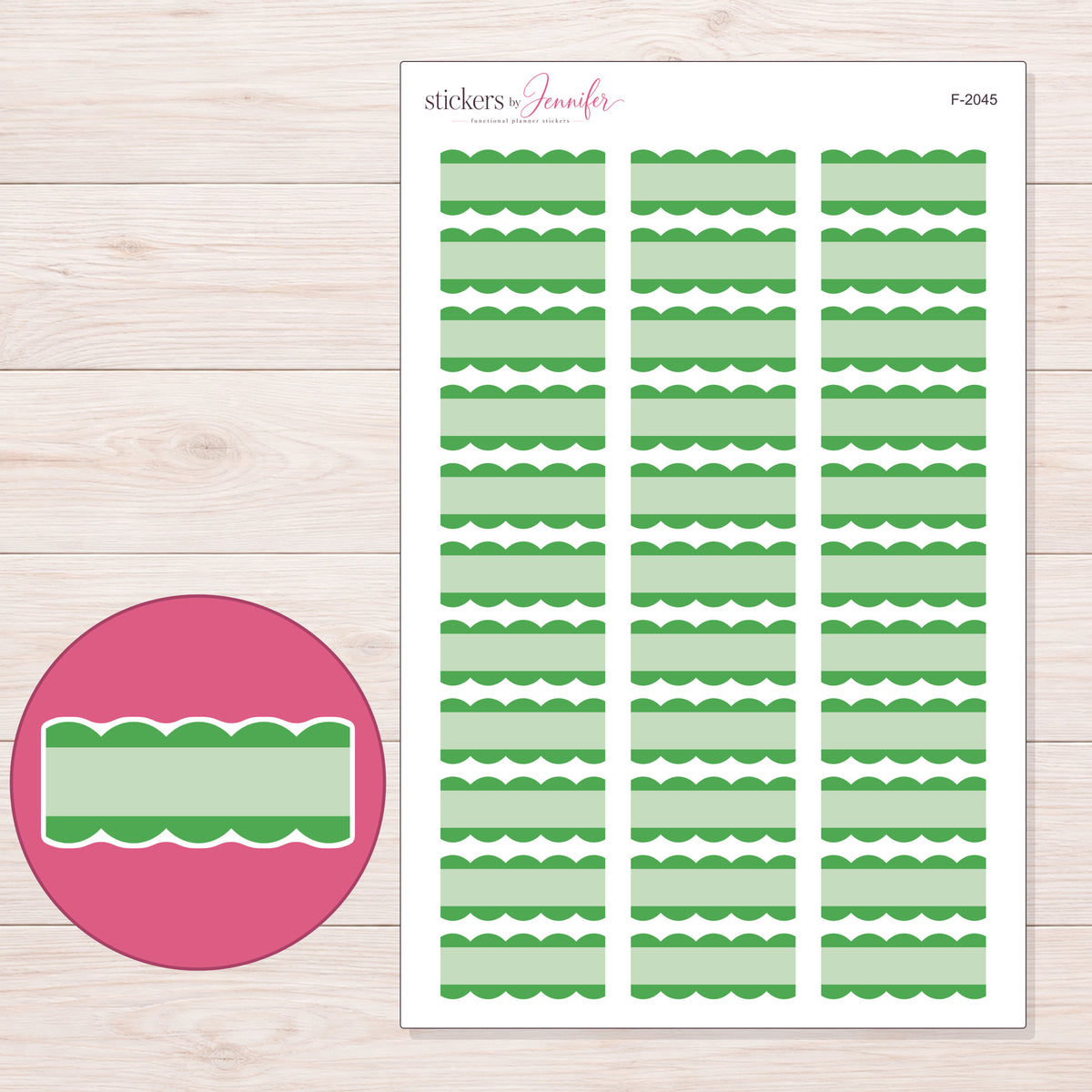 F-2045 planner sticker sheet with enlarged sticker detail