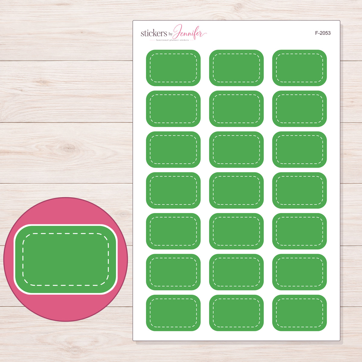 F-2053 planner sticker sheet with enlarged sticker detail
