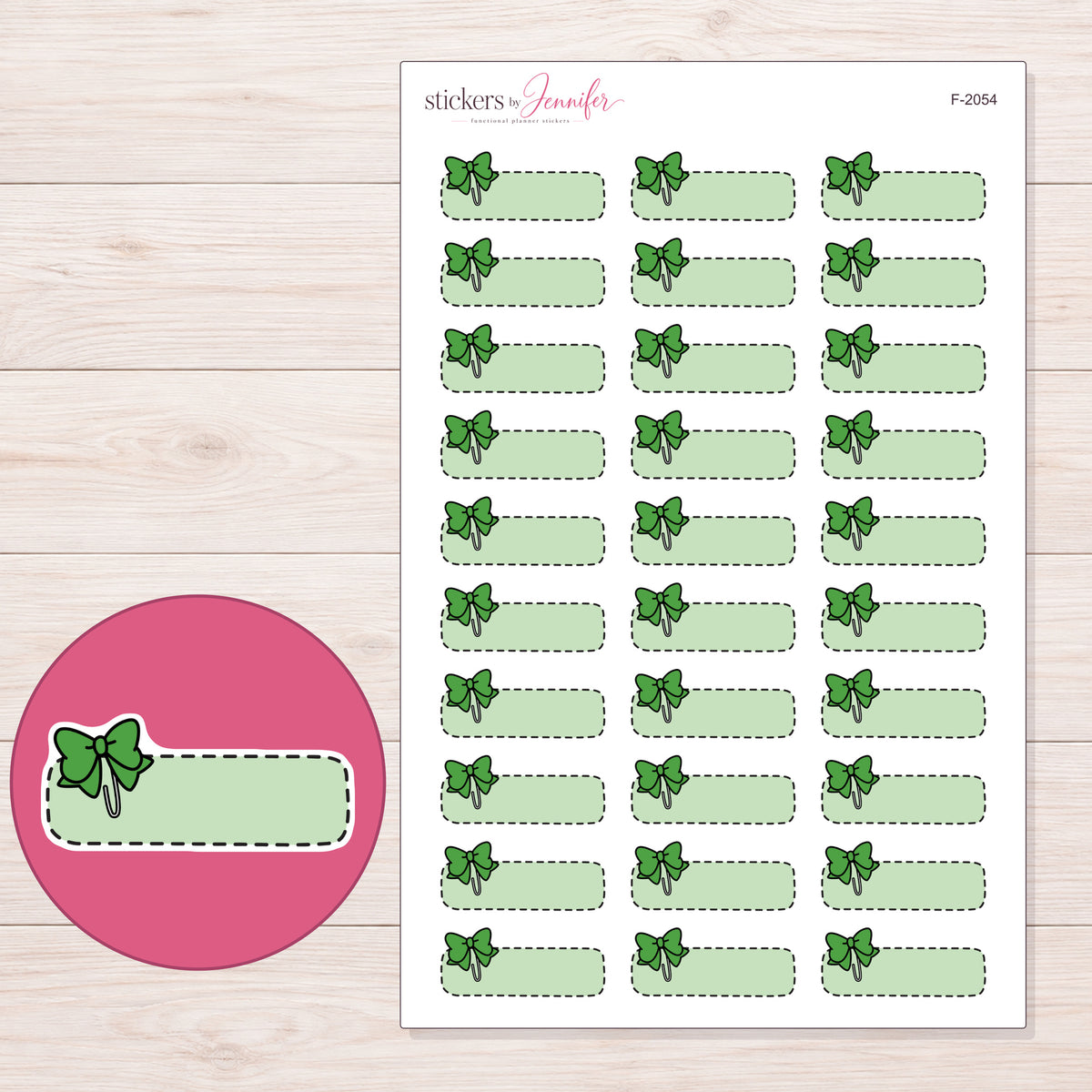 F-2054 planner sticker sheet with enlarged sticker detail