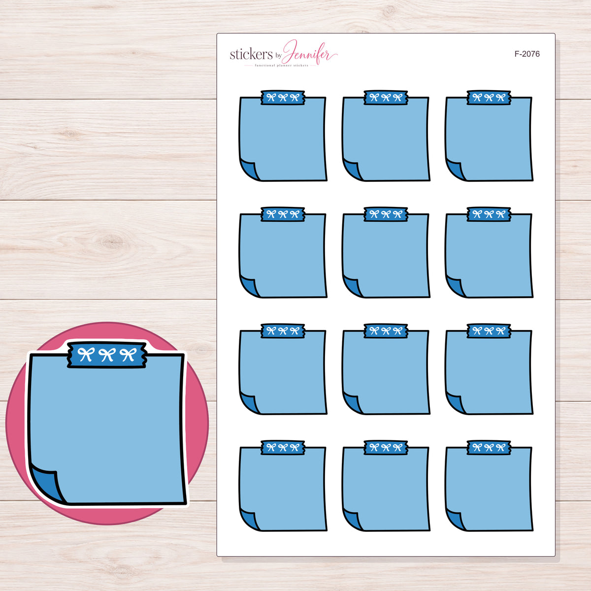 F-2076 planner sticker sheet with enlarged sticker detail