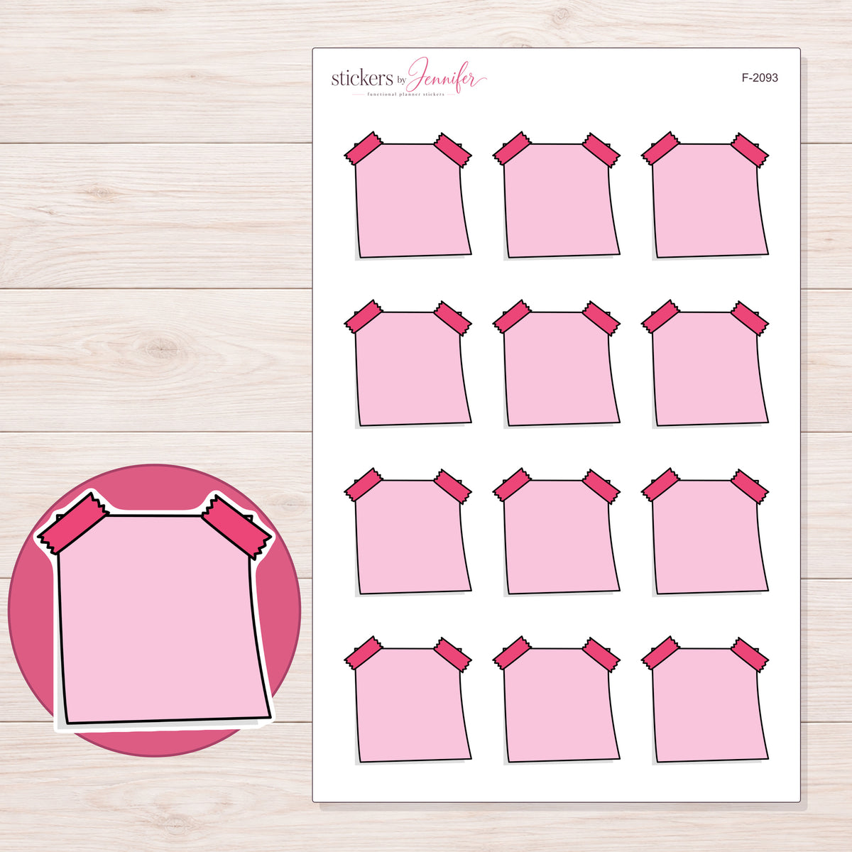 F-2093 planner sticker sheet with enlarged sticker detail