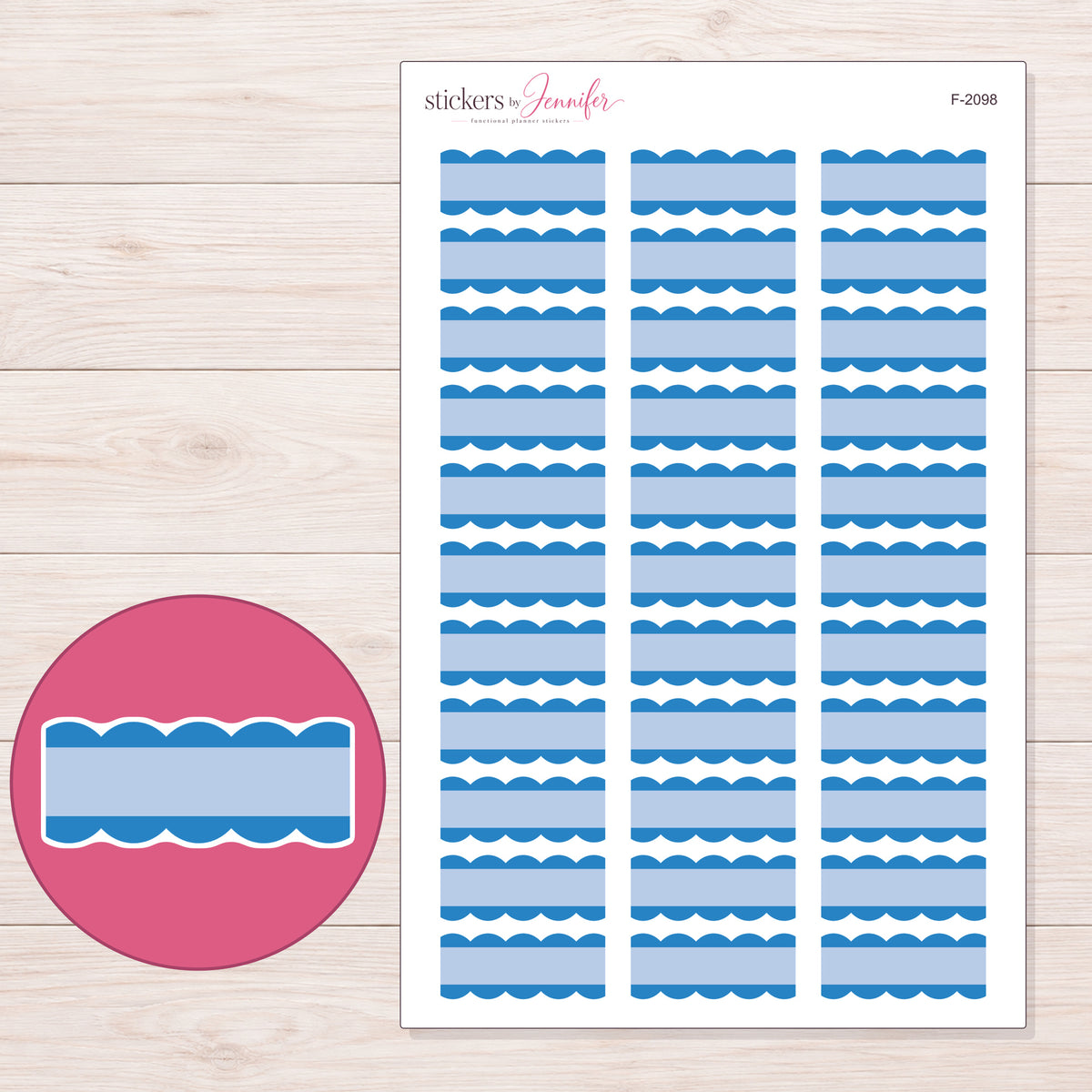 F-2098 planner sticker sheet with enlarged sticker detail