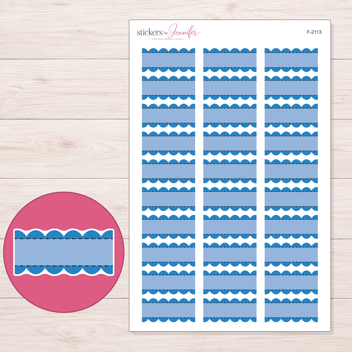 F-2113 planner sticker sheet with enlarged sticker detail