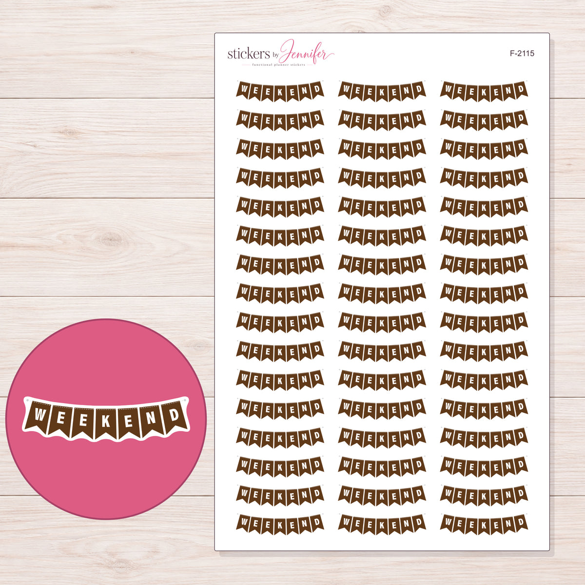 F-2115 planner sticker sheet with enlarged sticker detail