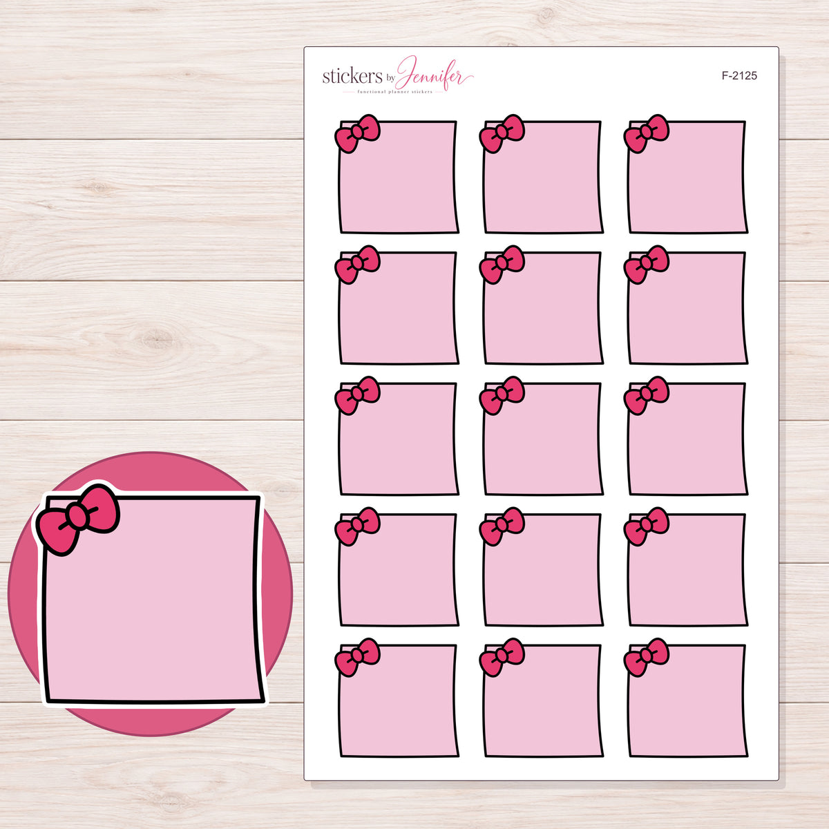 F-2125 planner sticker sheet with enlarged sticker detail