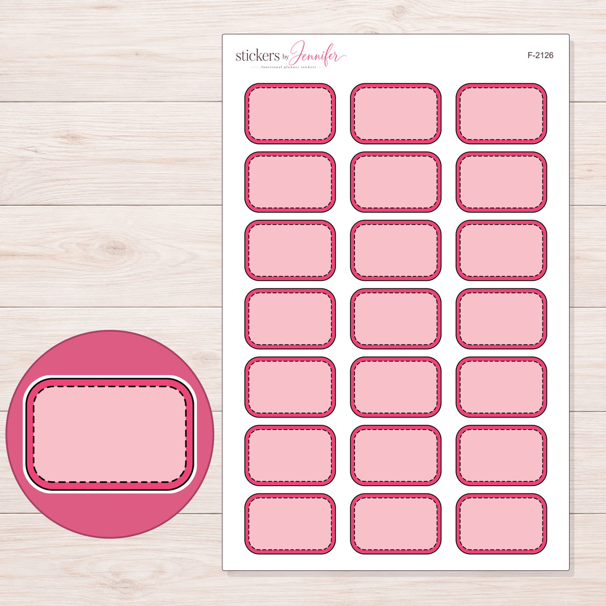F-2126 planner sticker sheet with enlarged sticker detail