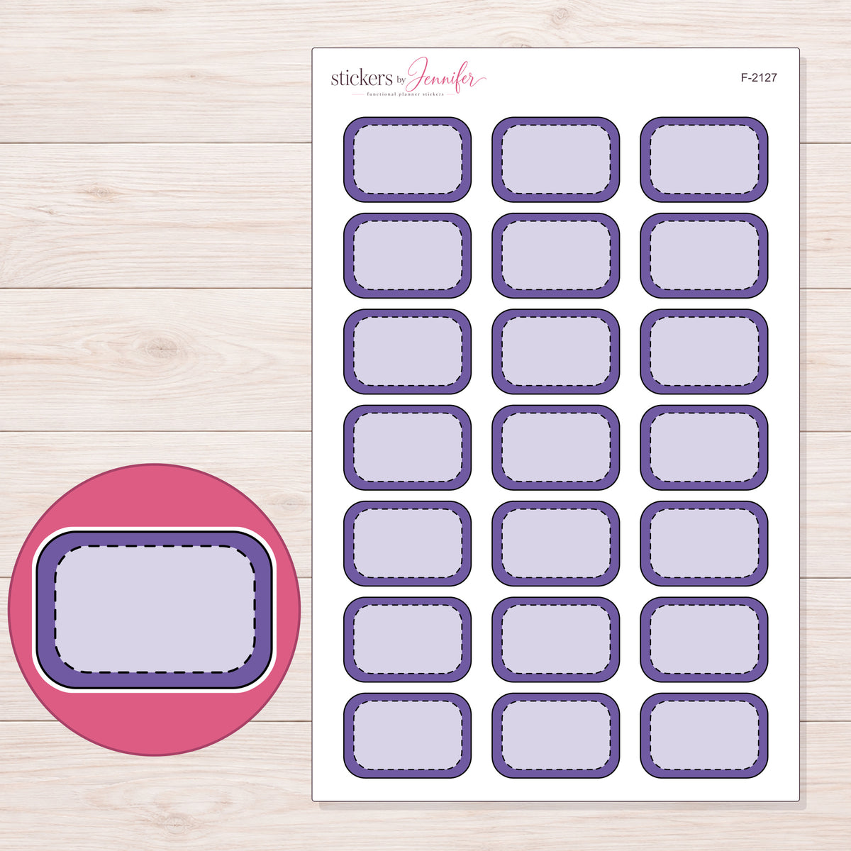 F-2127 planner sticker sheet with enlarged sticker detail