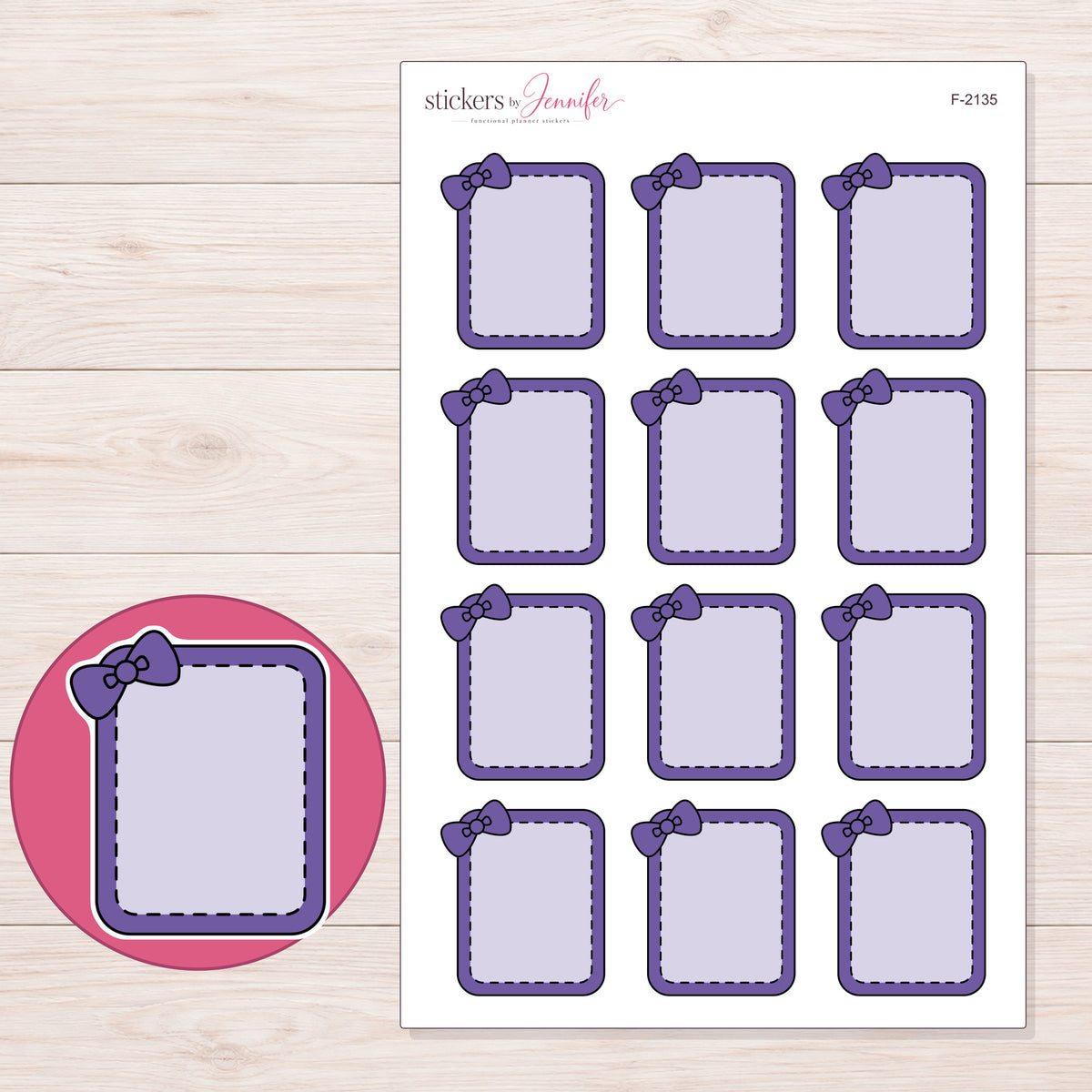 F-2135 planner sticker sheet with enlarged sticker detail