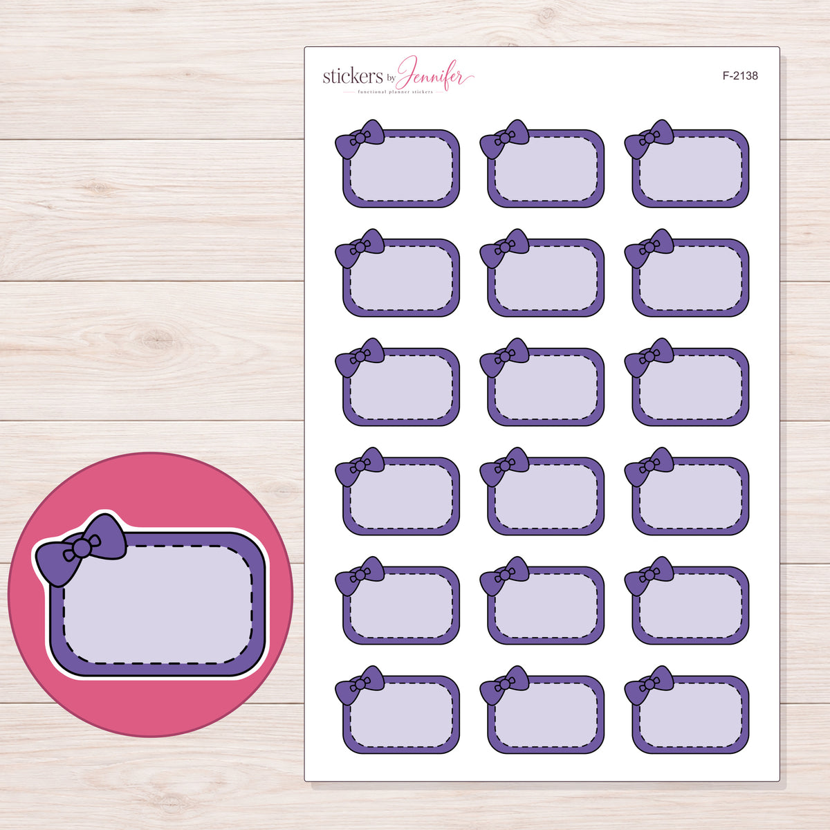 F-2138 planner sticker sheet with enlarged sticker detail
