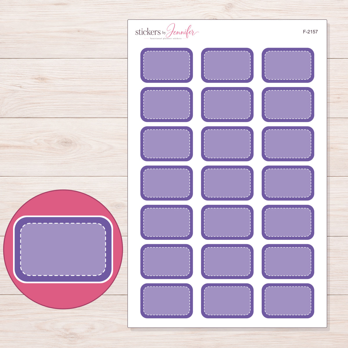 F-2157 planner sticker sheet with enlarged sticker detail