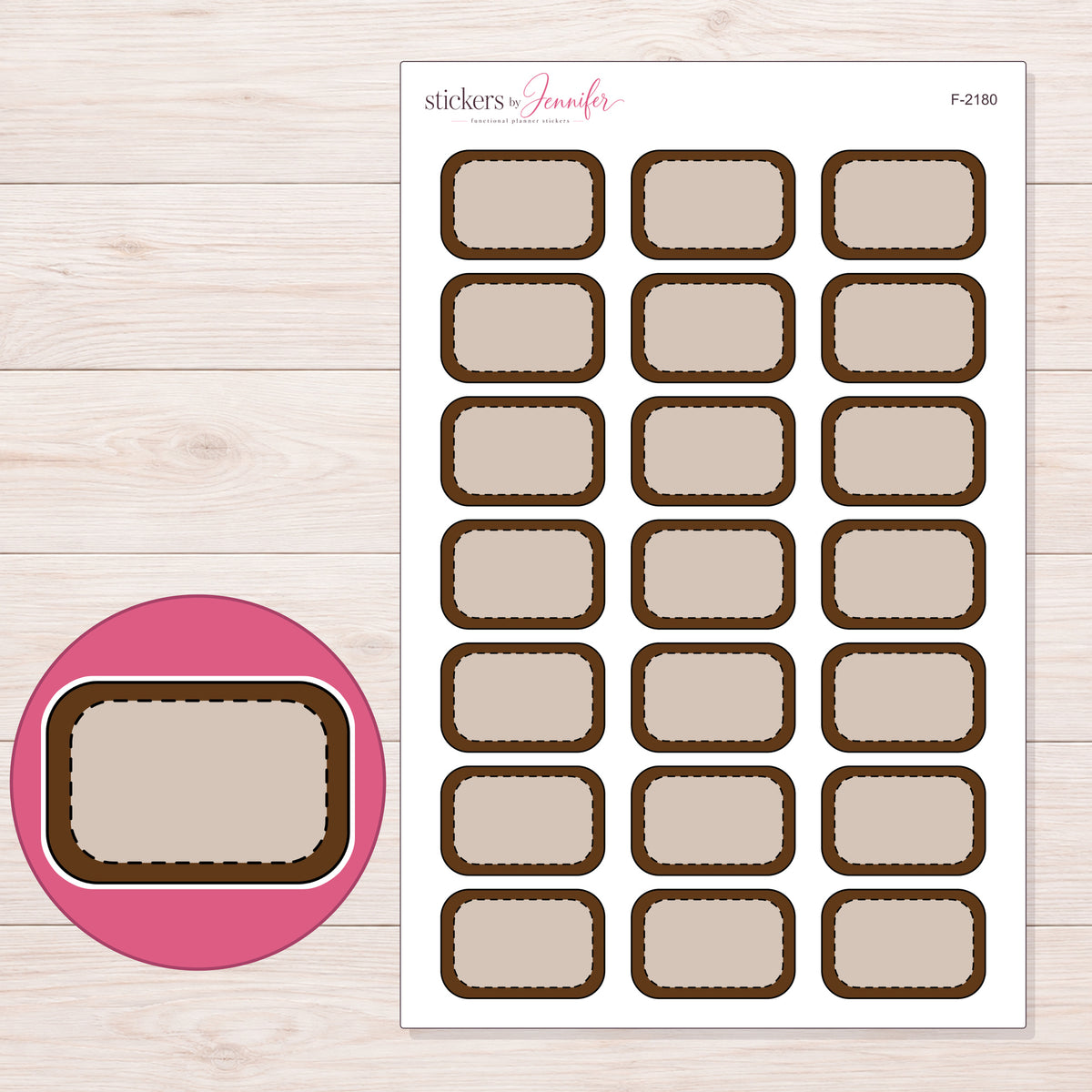 F-2180 planner sticker sheet with enlarged sticker detail
