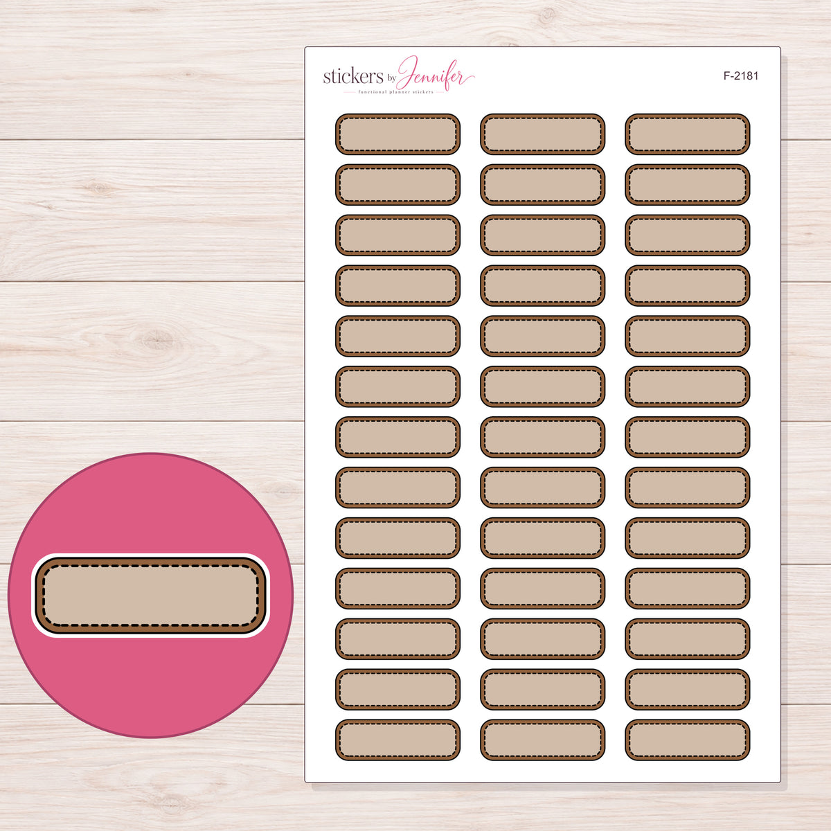 F-2181 planner sticker sheet with enlarged sticker detail