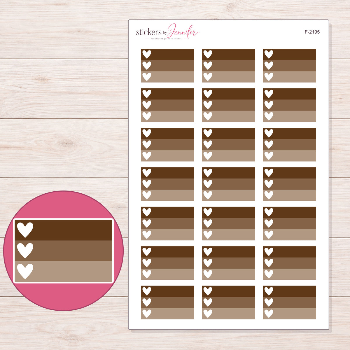 F-2195 planner sticker sheet with enlarged sticker detail