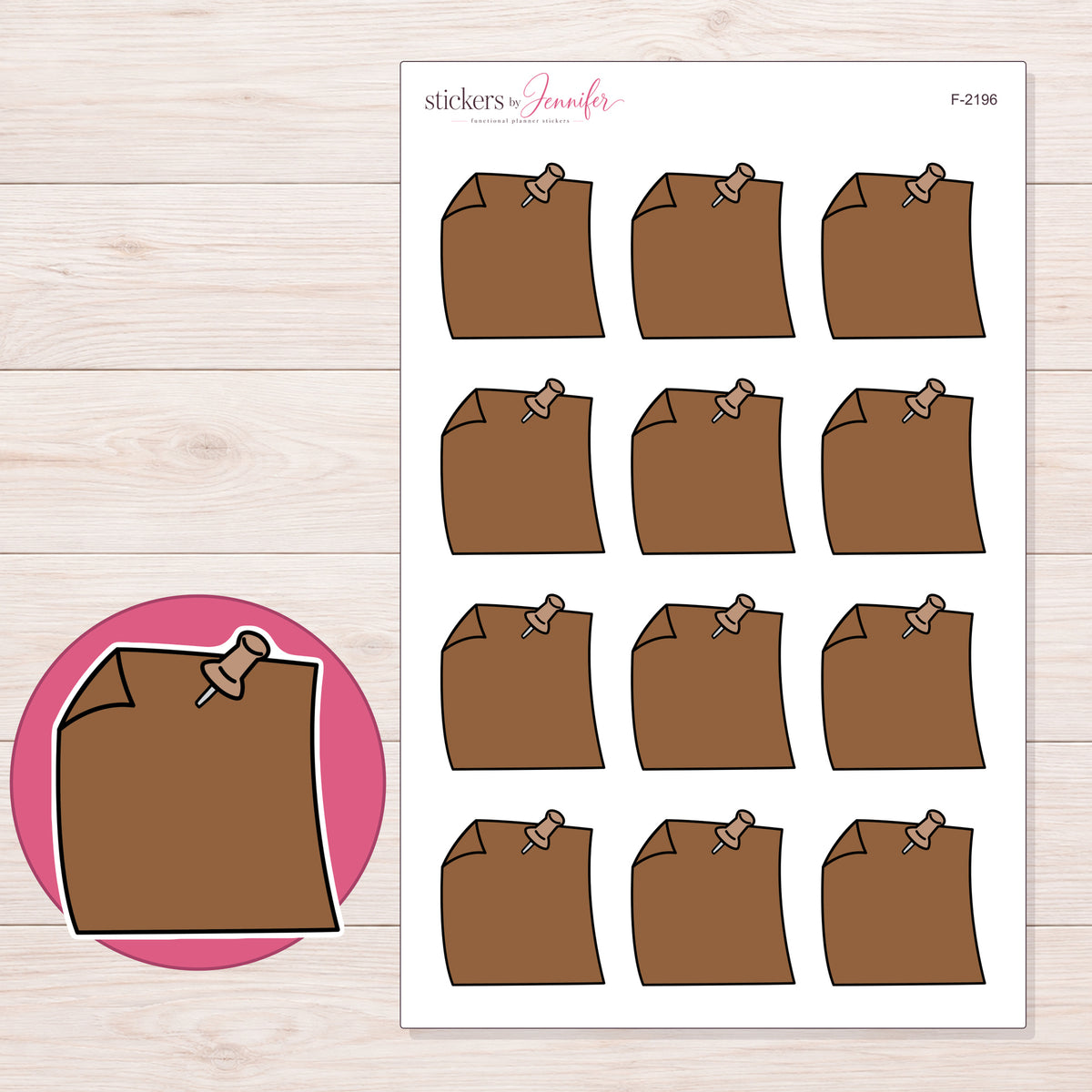 F-2196 planner sticker sheet with enlarged sticker detail