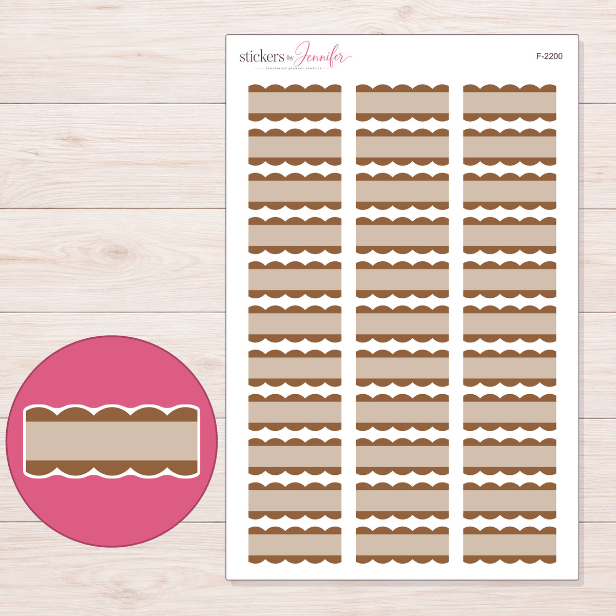 F-2200 planner sticker sheet with enlarged sticker detail