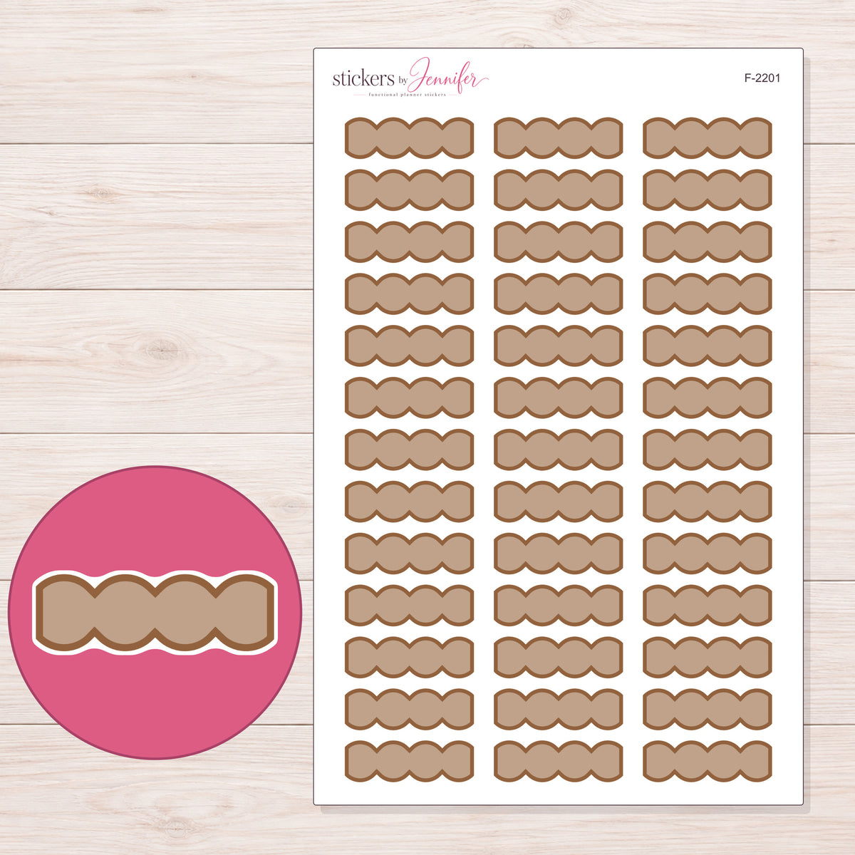 F-2201 planner sticker sheet with enlarged sticker detail