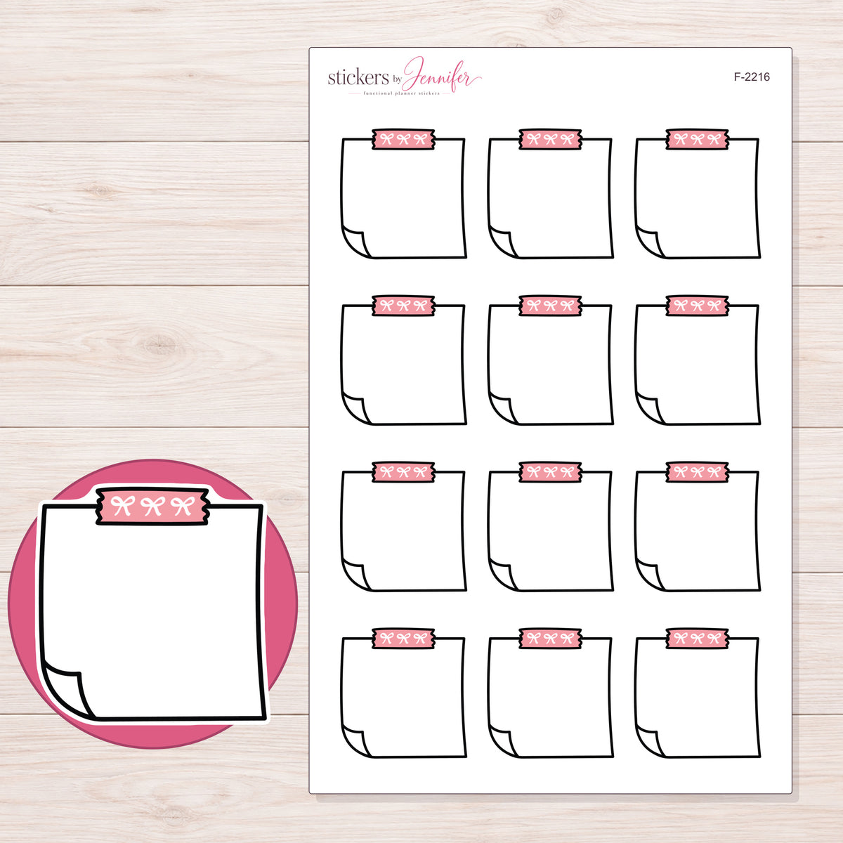 F-2216 planner sticker sheet with enlarged sticker detail