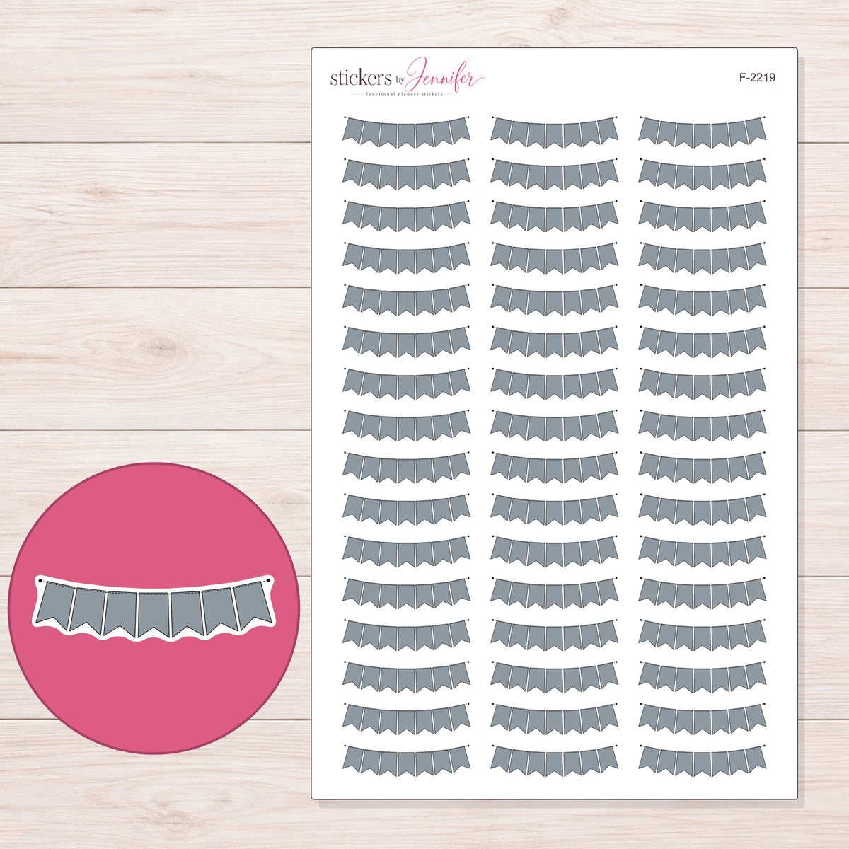 F-2219 planner sticker sheet with enlarged sticker detail
